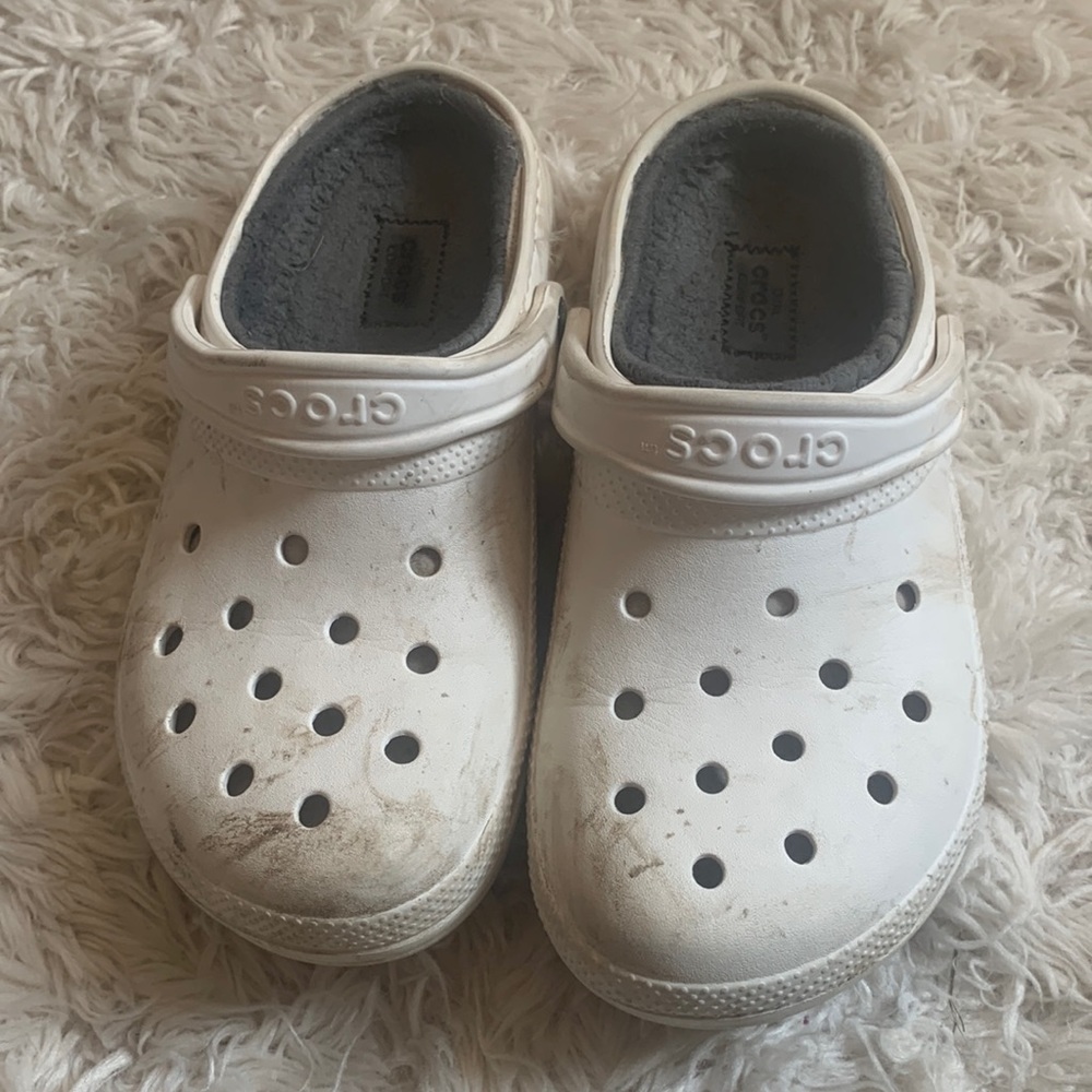 White Fuzzy Crocs